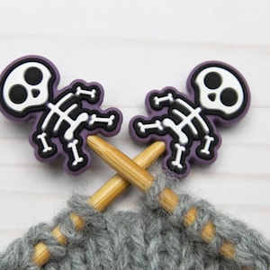 Skeleton Stitch Stoppers Knitting Needle Holders Halloween Notions Accessories Tools Keeper Hugger Supplies Point Protectors Storage