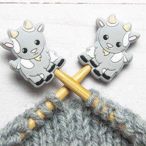 Stitch Stoppers Grey Goat Knitting Needle Holders Wool Notions Accessories Tools Keeper Hugger Supplies Silicone Point Protectors Storage