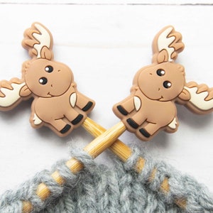 Stitch Stoppers Moose Knitting Needle Holders Wool Notions Accessories Tools Keeper Hugger Silicone Point Protectors Bag Storage