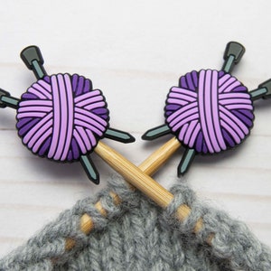 Purple Stitch Stoppers Yarn Ball EXCLUSIVE Knitting Needle Holders Wool Notions Accessories Tools Supplies Silicone Point Protectors Storage