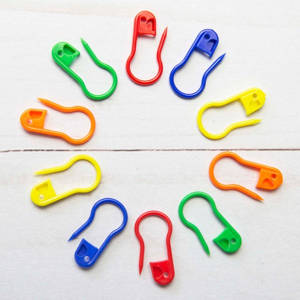 Bulb Stitch Markers Holders Notions Gourd Open Locking Plastic Crochet Knitting Needle Set of 10 Accessories Tools Keeper Supplies Storage