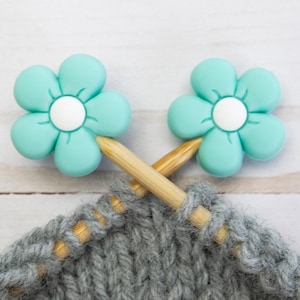 Stitch Stoppers Mint Flower Knitting Needle Holders Spring Notions Accessories Tools Keeper Hugger Silicone Point Protectors Bag Storage