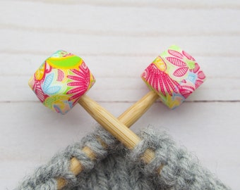 Stitch Stoppers Preppy Floral Hexagon Print Knitting Needle Holders Notions Accessories Keeper Supplies Silicone Point Protectors Summer