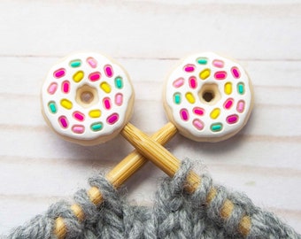 Donut Knitting Needle Point Protectors Stitch Stoppers Holders Notions Accessories Tools Keeper Hugger Supplies Silicone Bag Storage