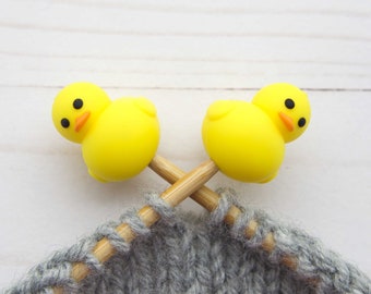 Rubber Ducky Stitch Stoppers Yellow Duck Knitting Needle Point Protectors  Holders Notions Accessories Tools Keeper Hugger Supplies