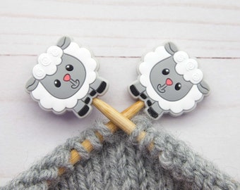 Little Sheep Stitch Stoppers Knitting EXCLUSIVE Needle Holders Wool Notions Accessories Tools Supplies Silicone Point Protectors Lamb