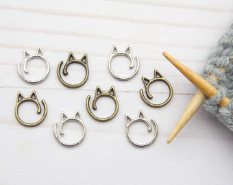 Metal Cat Split Ring Stitch Markers Holders Notions Metal Ears Knitting Needle Set 8 Accessories Tools Keeper Supplies Colorful Stoppers