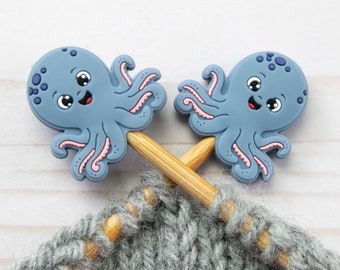 Octopus Stitch Stoppers Knitting Needle Point Protectors Ocean Summer Holders Notions Accessories Tools Keeper Hugger Supplies Silicone