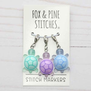 Turtle Progress Keepers Set of 3 Knitting Crochet Summer Beach Ocean Notions Stitch Markers Knit Pattern Tools Accessories