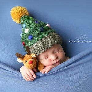 Christmas Tree Hat Knitting Pattern Newborn Baby Toddler Child Women Santa Knitted Pompom Winter Toque Thick Photo Prop Novelty Decorations