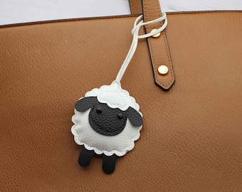 Colorful Sheep Bag Charms PU Faux Vegan Leather Knitting Crochet Accessories Purse Tote Personalized Cute Trendy Lamb Pink Purple White