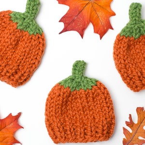 Knitting Pattern Pumpkin Hat Halloween Thanksgiving Newborn Baby Child Photography Prop Fall image 3