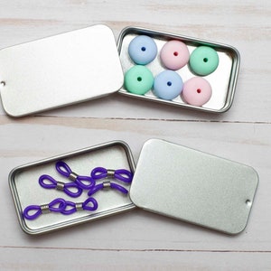 Tin Storage Container Knitting Notions Holders Stitch Markers Accessories Keeper Supplies Needles Storage Faux Leather