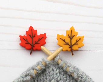 Maple Leaf Stitch Stoppers Canada Fall Leaves Thanksgiving Knitting Notions Needle Holders Animal Accessories Tools Hugger Point Protector
