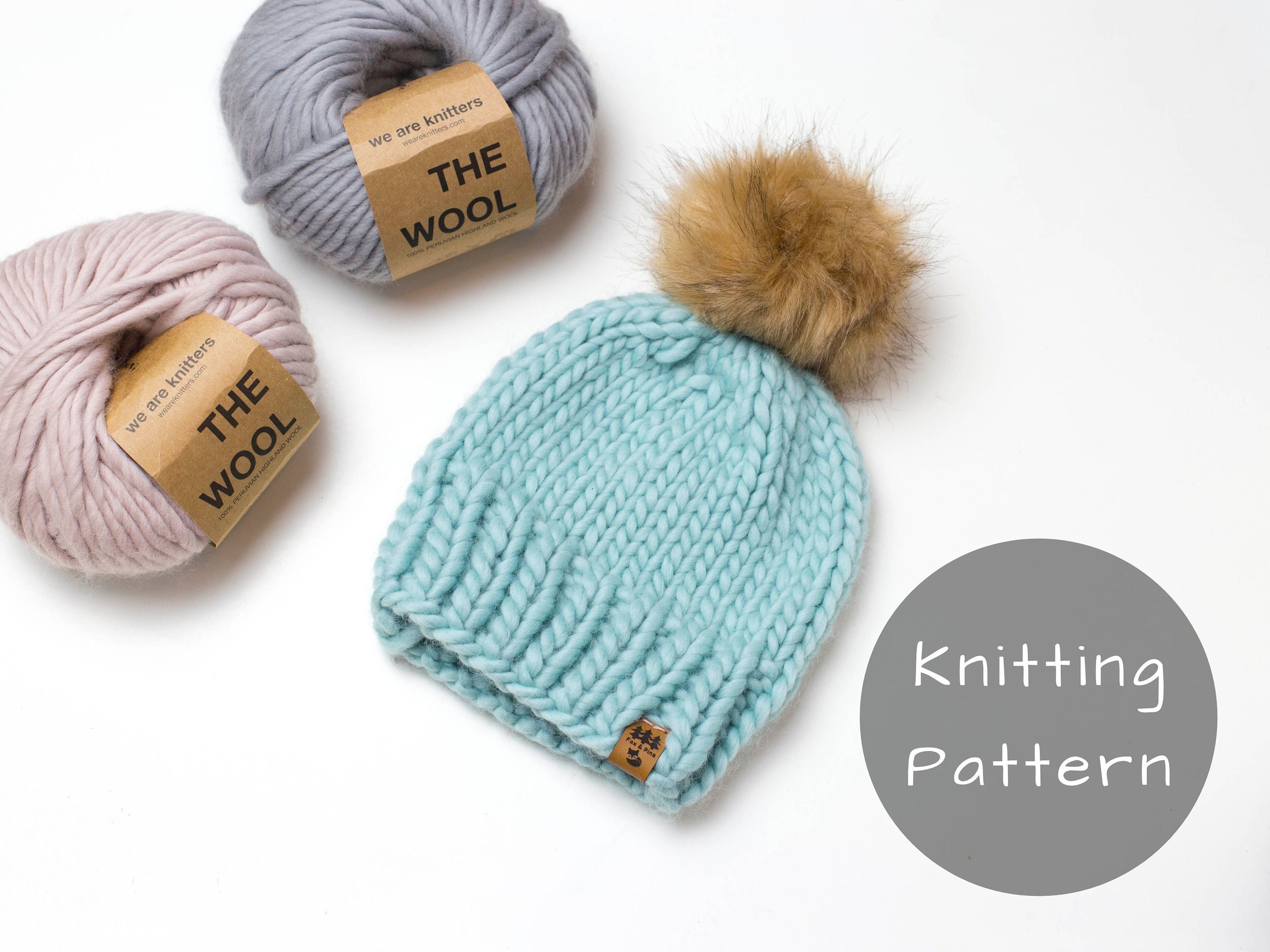 Knitting Pattern Chunky Knit Hat Pompom Winter We Are Knitters the