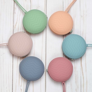 Round Storage Pouch Stitch Stoppers Notions Bag Knitting Holders Accessories Keeper Supplies Needles Silicone Zipper Bag Pastel Tools