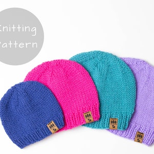 Perfect Medium Weight Solid Basic Hat Knitting Pattern Knit Winter Beanie Toque Baby Toddler Child Women Men Worsted Thin Beginner Friendly