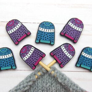 Stitch Stoppers Warm and Cozy Collection Knitting Notions Fair Isle Christmas Needle Holders Accessories Tools Point Protectors Yarn Pattern image 10