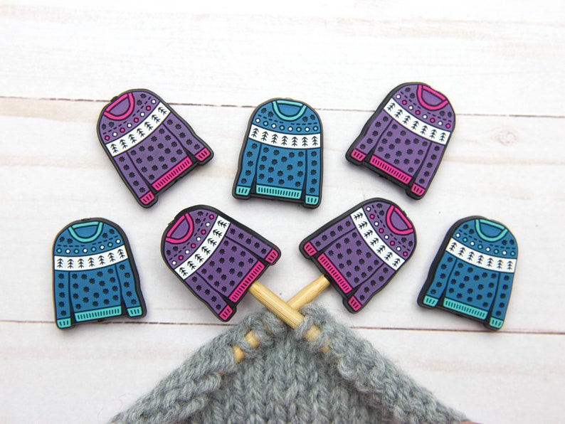 Stitch Stoppers Warm and Cozy Collection Knitting Notions Fair Isle Christmas Needle Holders Accessories Tools Point Protectors Yarn Pattern image 10