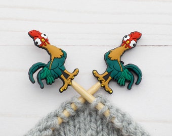 Rooster Stitch Stoppers Knitting Needle Notions Storage Farm Animal Chicken Bird Holders Accessories Tools Hugger Supplies Point Protectors