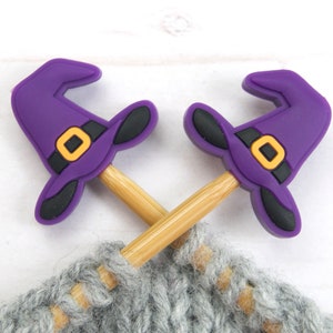 Witch Hat Knitting Notions Stitch Stoppers Halloween Needle Holders Fall Accessories Tools Keeper Hugger Supplies Point Protectors Storage