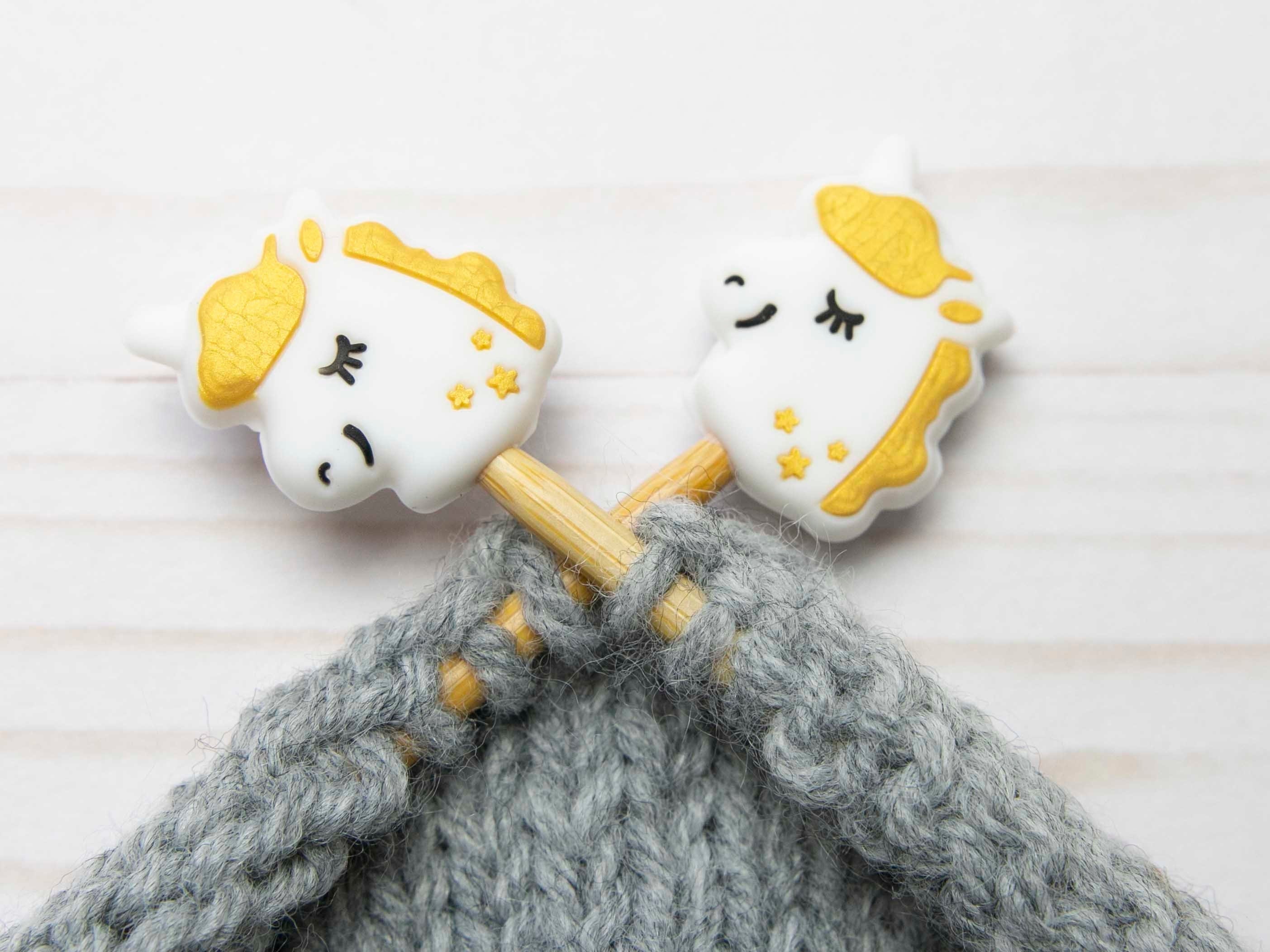 Pair of Knitting Needle stoppers, unicorn, magical, cute, knitting needle  caps, point protectors, craft gift, knitting present