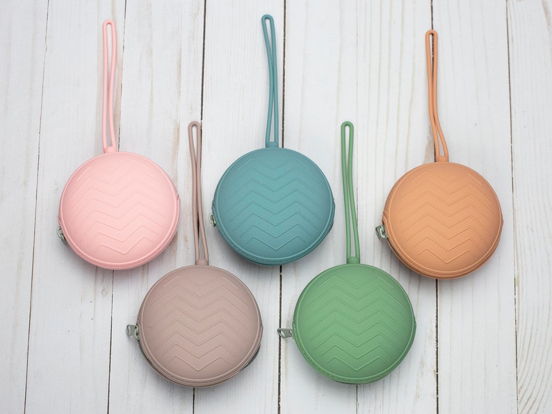 Round Storage Pouch Stitch Stoppers Notions Bag Knitting Holders Accessories Keeper Supplies Needles Silicone Zipper Bag Pastel Tools image 7