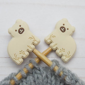 Stitch Stoppers Polar Bear Knitting Needles Point Protectors Holders Notions Accessories Tools Keeper Hugger Supplies Silicone Storage