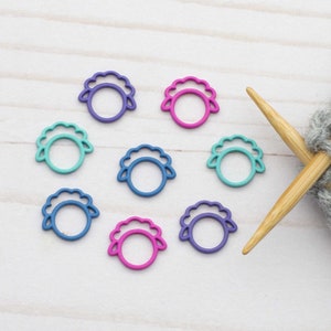 Sheep Stitch Markers Colorful Holders Notions Metal Closed O-Ring Closed Ring Knitting Needle Set of 8 Accessories Tools Keeper Supplies
