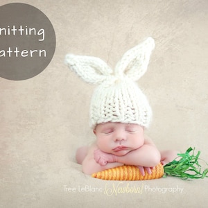 Knitting Pattern Bunny Hat Easter Spring Photopraphy Prop Rabbit Animal Ears Newborn Baby Child