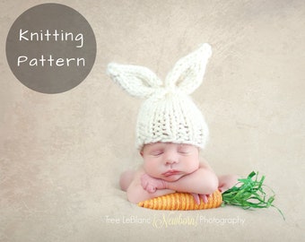 Knitting Pattern Bunny Hat Easter Spring Photopraphy Prop Rabbit Animal Ears Newborn Baby Child