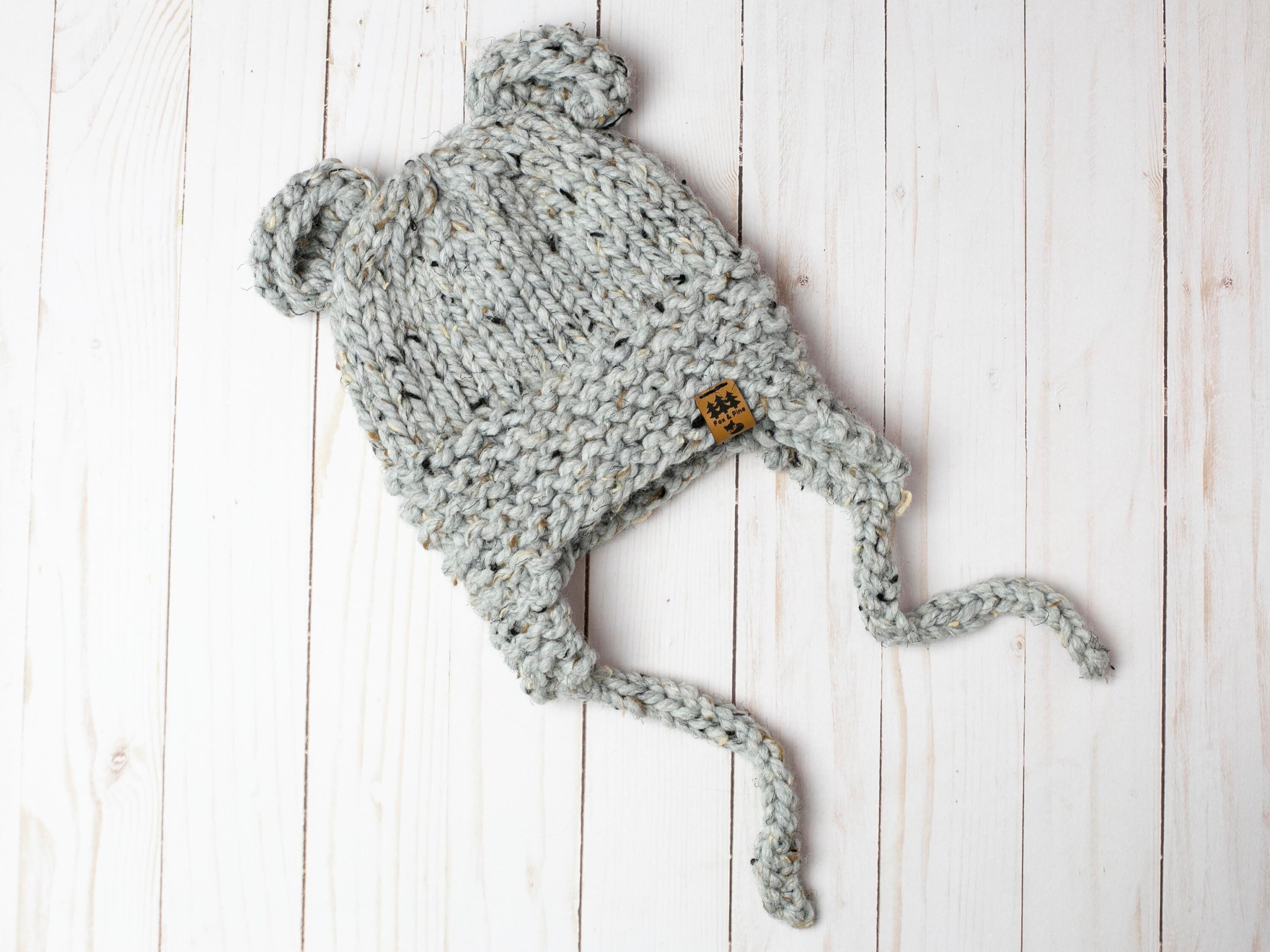 Bear Ear Flaps Hat Knitting Pattern Trapper Aviator Chunky Side Ties ...
