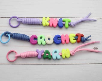 Shimmer Bag Charms Knitting Yarn Crochet Personalized Name Customized WIP bag Knit Crafting Key Ring Keychain Stitch Stoppers Markers