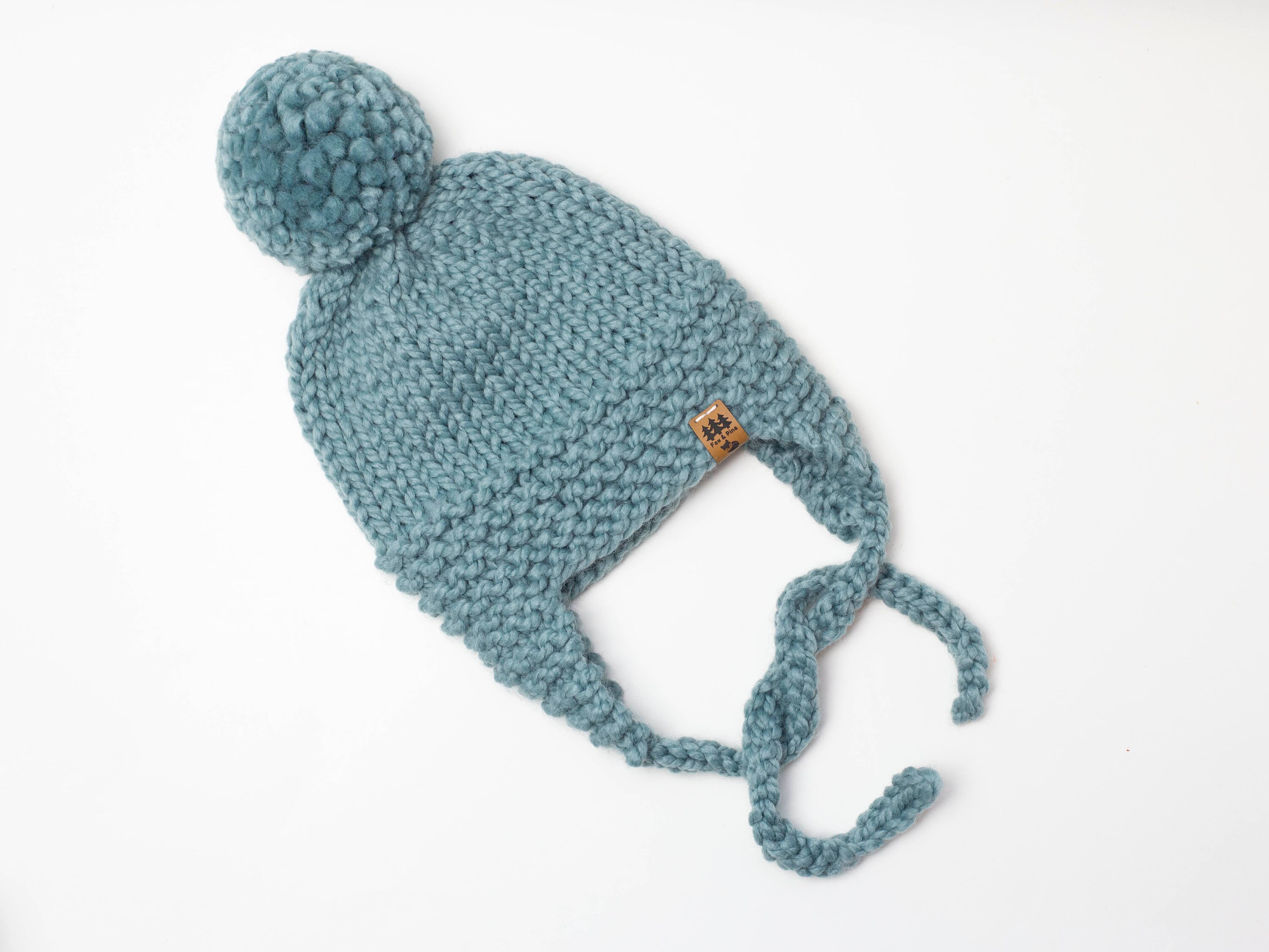 Ear Flaps Hat Knitting Pattern Trapper Aviator Chunky Side Ties Knit ...