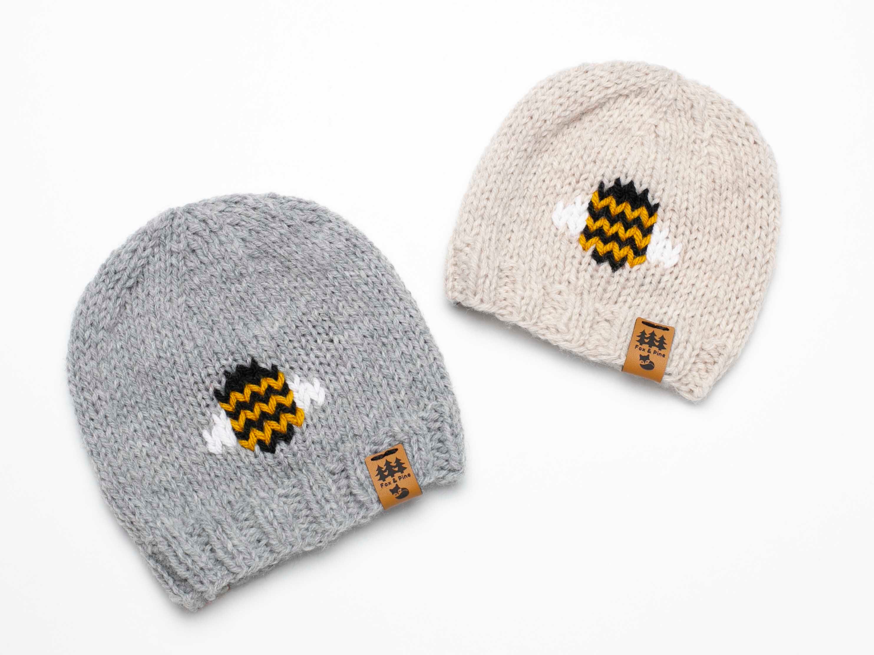 Bee Hat Knitting Pattern Knit Winter Beanie Toque Insect Bug Honey ...