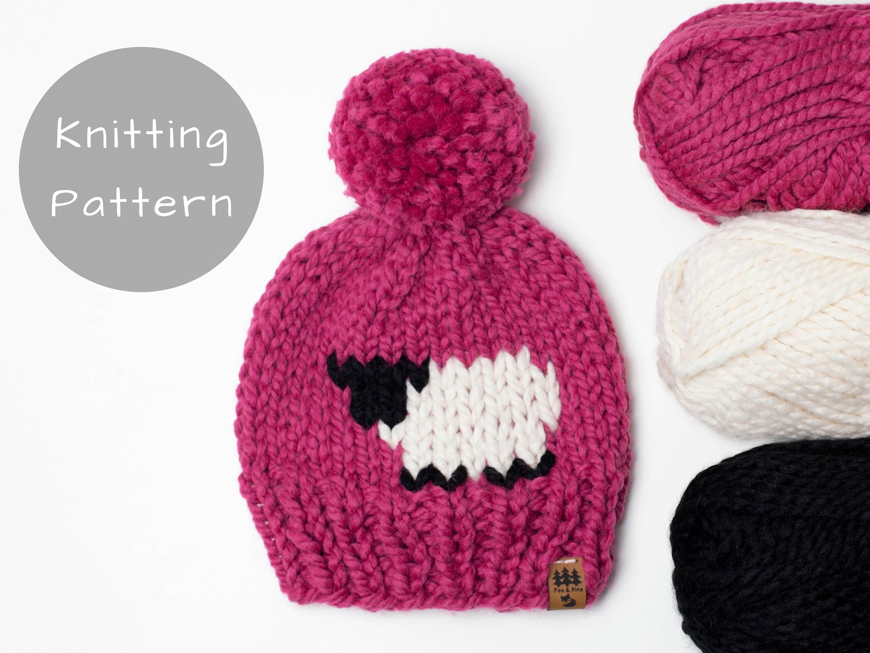Winter Hat Sheep Knitting Pattern Chunky Knit Pompom Toque Etsy