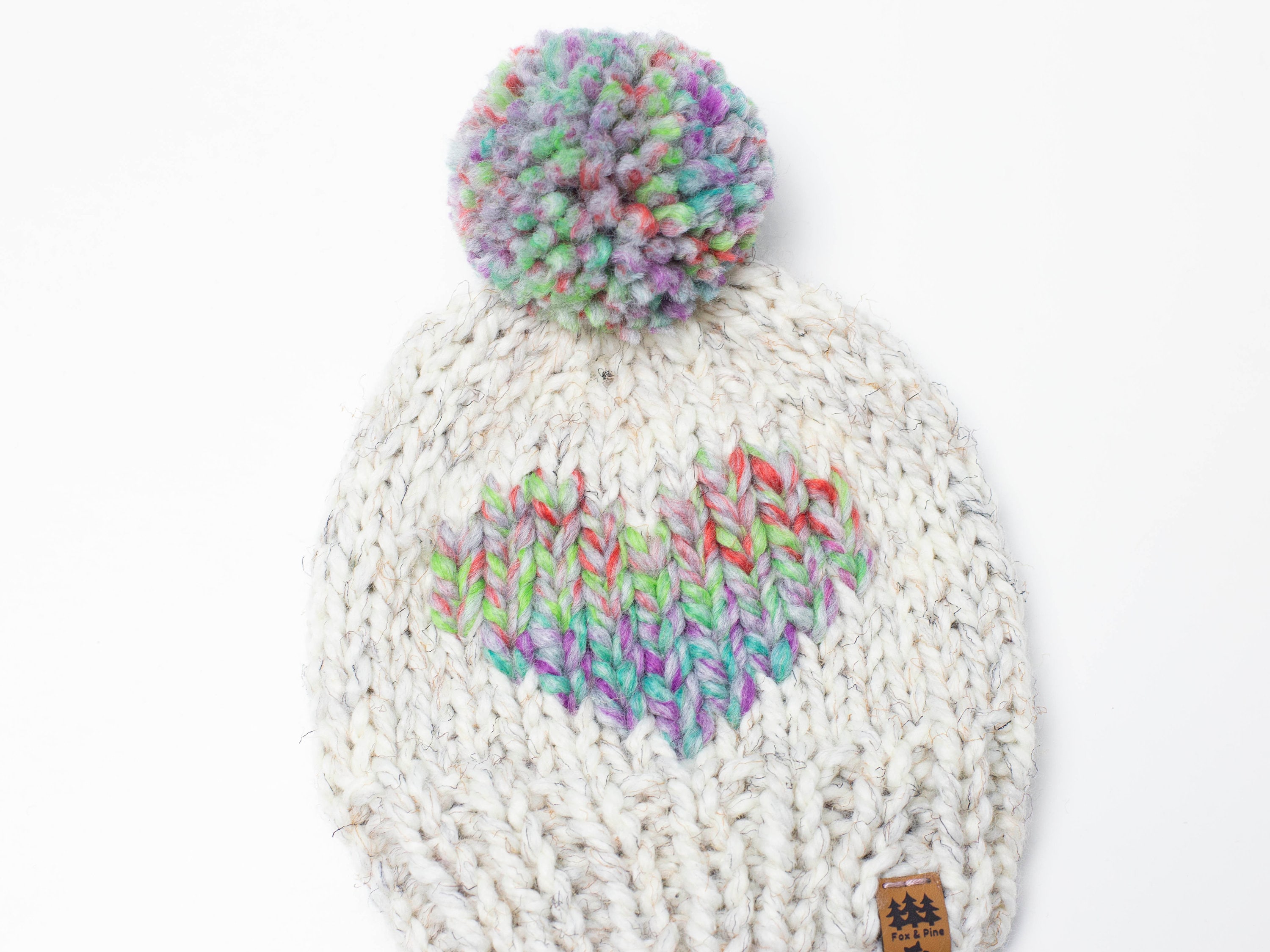 Heart Hat Knitting Pattern Chunky Knit Pompom Winter Toque
