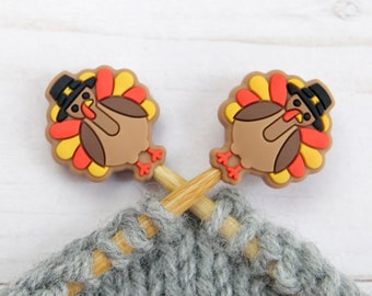 Thanksgiving Turkey Stitch Stoppers Fall Halloween Knitting Needle Point Protectors Holders Notions Accessories Tools Keeper Hugger Supplies