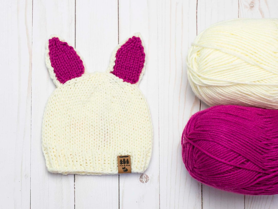 Knit Rabbit Ears Pattern Bunny Ears Hat Knitting Pattern Medium Worsted Easter Spring Weight ...