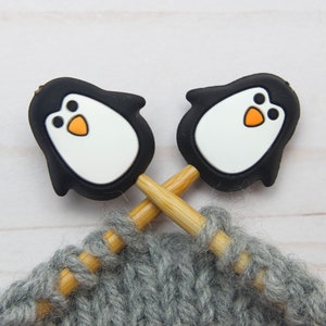Penguin Knitting Needle Stitch Stoppers Christmas Notions Storage Animal Holders Accessories Tools Hugger Supplies Silicone Point Protectors