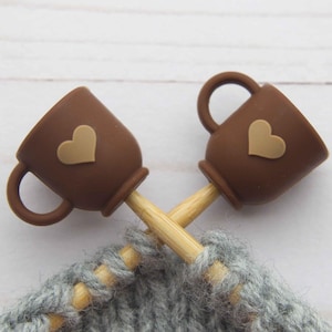 Cup Of Love Stitch Stoppers Coffee Tea Knitting Needle Point Protectors  Holders Notions Accessories Tools Keeper Hugger Supplies Silicone