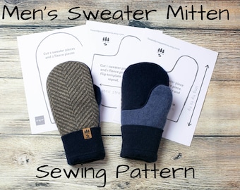 Men Sweater Mittens Sewing Pattern Upcycled Wool Bernie Sanders Mens Tutorial Instructions PDF Instant Download Smittens DIY Repurposed