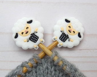 Knitting Sheep Stitch Stoppers EXCLUSIVE White Needle Holders Wool Notions Accessories Tools Supplies Silicone Point Protectors Storage