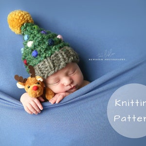 Christmas Tree Hat Knitting Pattern Newborn Baby Toddler Child Women Santa Knitted Pompom Winter Toque Thick Photo Prop Novelty Decorations