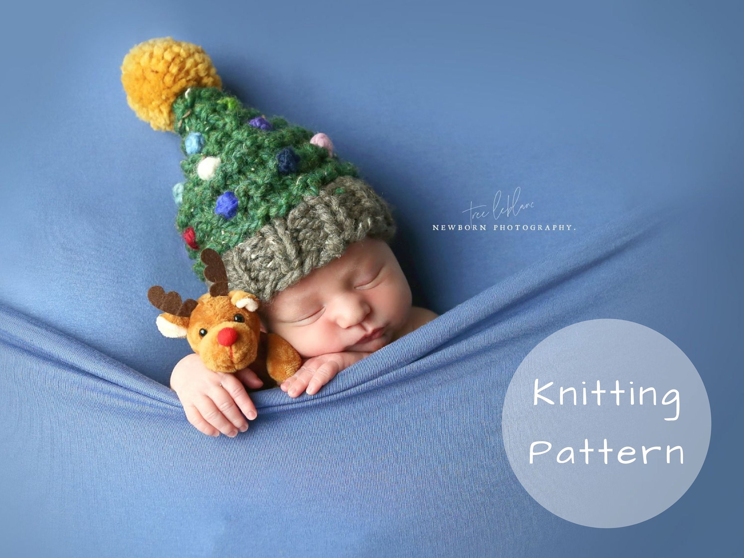Christmas Tree Hat Knitting Pattern Newborn Baby Toddler Child Etsy