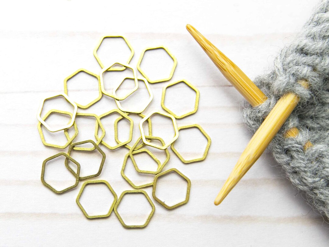 Hexagon Brass Stitch Markers Knitting Closed Ring Dainty Etsy