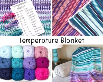 TEMPERATURE BLANKET Crochet Pattern Historical Color Chart Tutorial Printable Calendar 2023 Temperatures Year Throw Colorful Seed Stitch