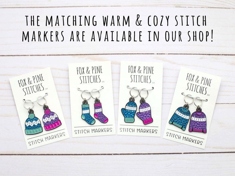 Stitch Stoppers Warm and Cozy Collection Knitting Notions Fair Isle Christmas Needle Holders Accessories Tools Point Protectors Yarn Pattern image 6