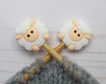 Stitch Stoppers Sheep White Knitting Needle Holders Wool Notions Accessories Tools Keeper Hugger Supplies Silicone Point Protectors Storage