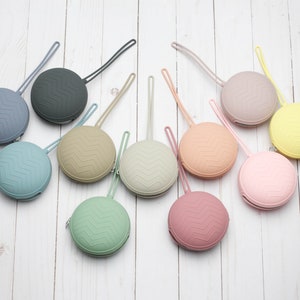 Round Storage Pouch Stitch Stoppers Notions Bag Knitting Holders Accessories Keeper Supplies Needles Silicone Zipper Bag Pastel Tools image 1